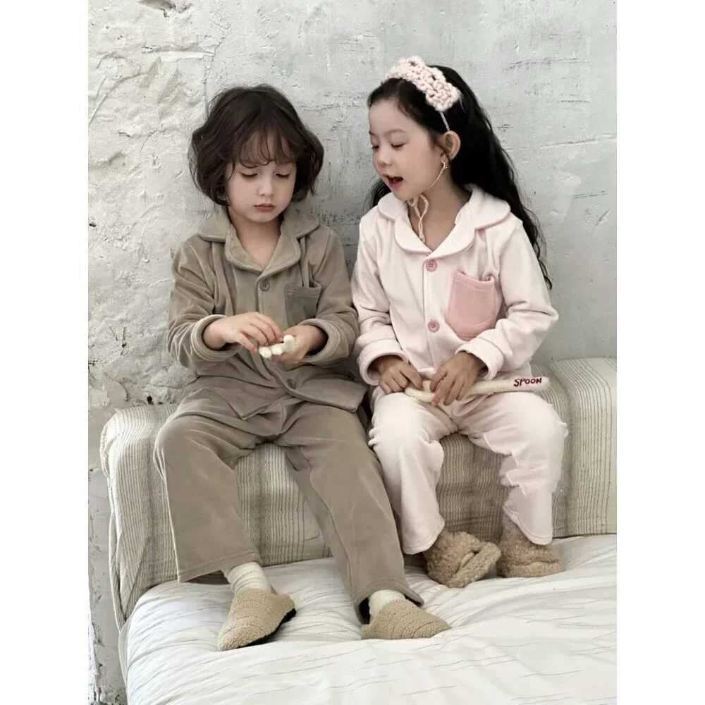 Kids Fleece Clothing Set, Cozy Winter Flannel Long Sleeve Top and Pants